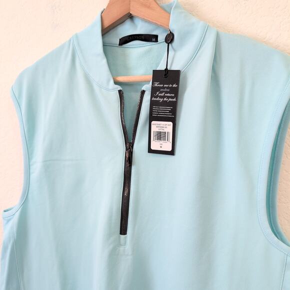 Greyson Golf Vest Siasconset Stand Collar 1/4 Zip Medium Blue Cattail MSRP $130 - Picture 8 of 10